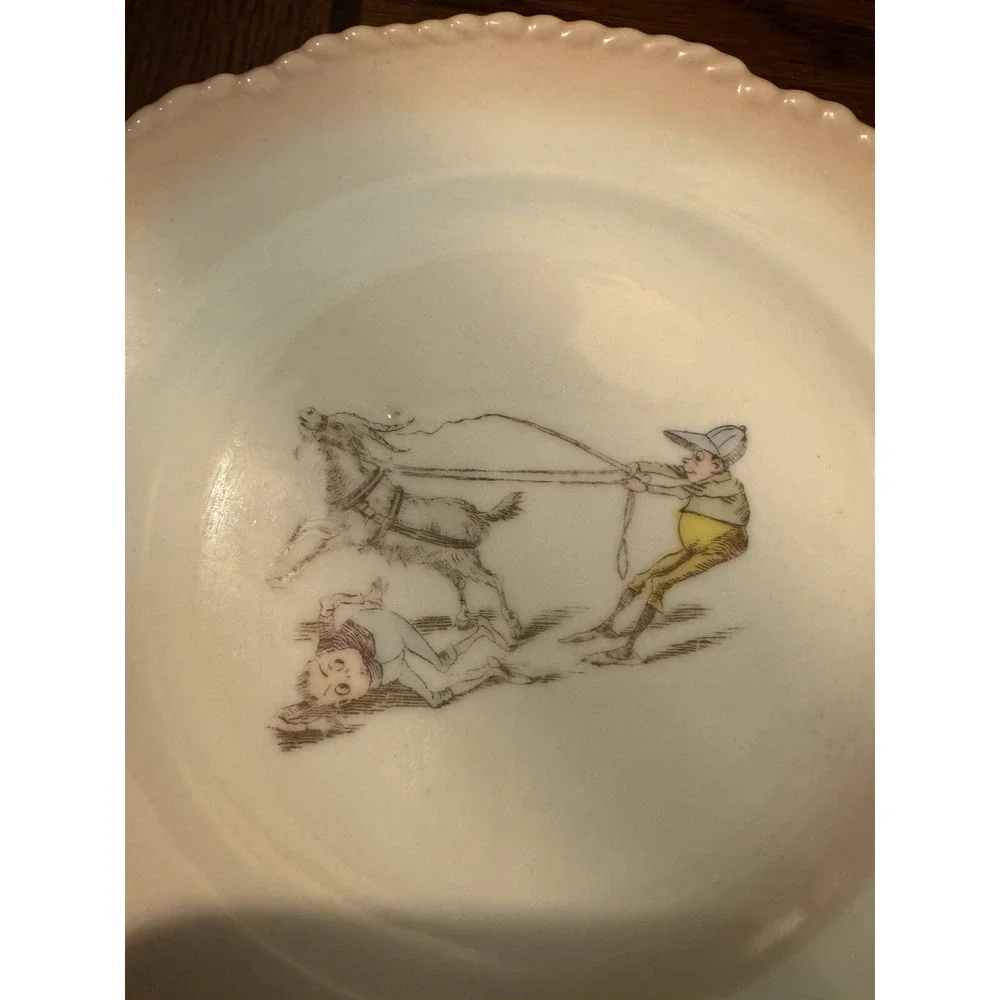 Antique Palmer Cox Cartoon Brownies Porcelain Plate 7 1/4" Goat Humor 1800's - Picture 9 of 9